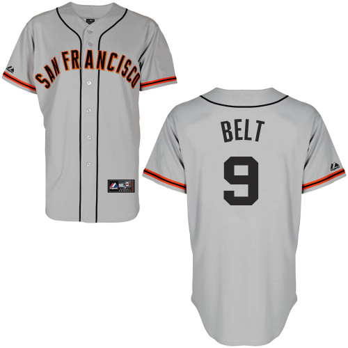 Brandon Belt #9 mlb Jersey-San Francisco Giants Women's Authentic Road 1 Gray Cool Base Baseball Jersey